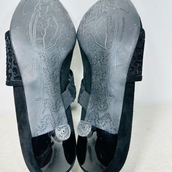 BEAUTIFEEL Black Suede Leather Heels Pumps US 9-9,5 EU 40 - Picture 7 of 8